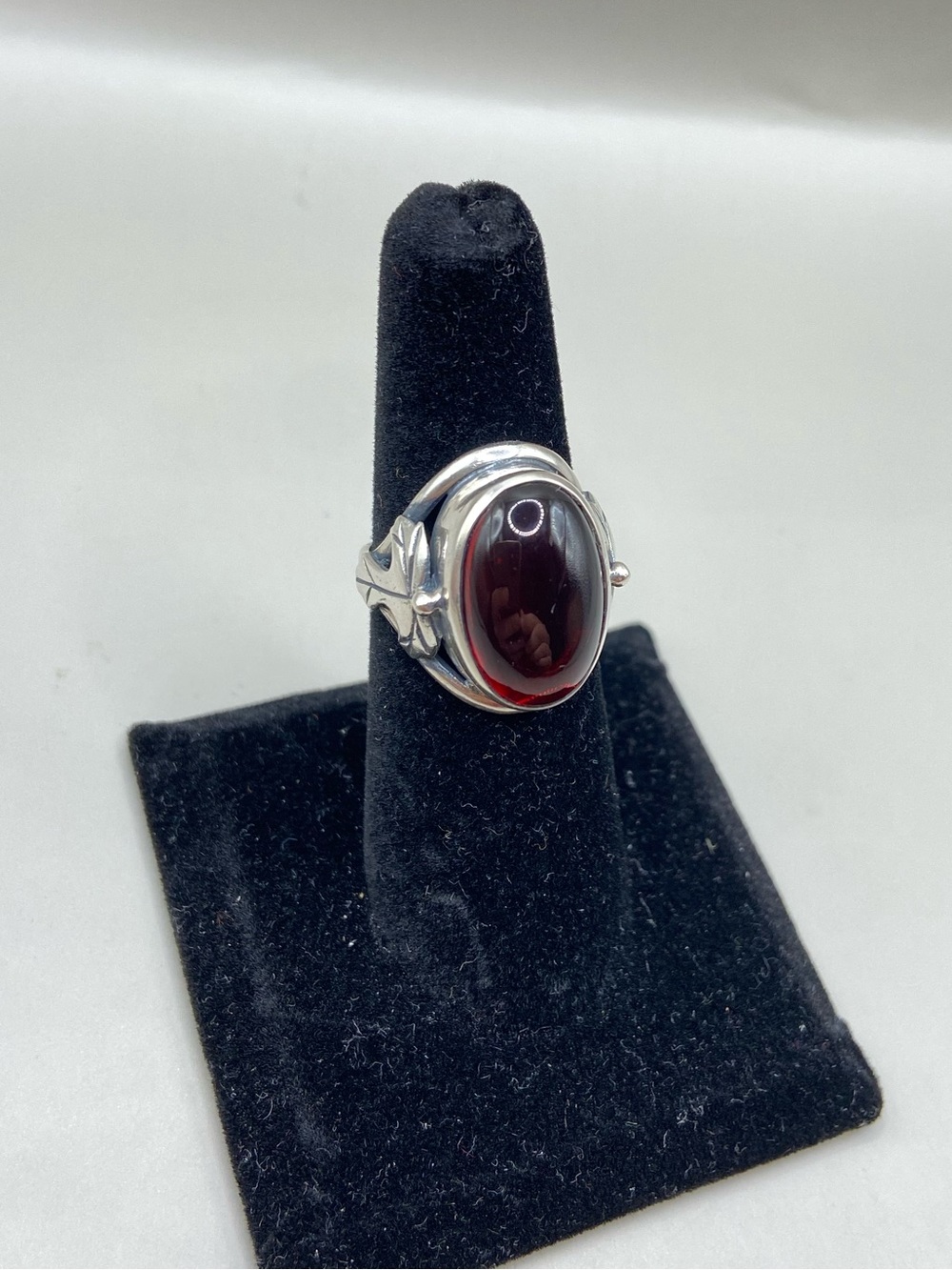Vintage Metropolitan Museum of Art SG Morris Sterling Cherry Amber Ring